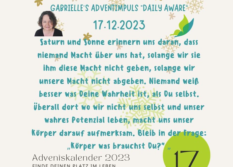 Gabrielle’s Adventimpuls 17.12.2023: