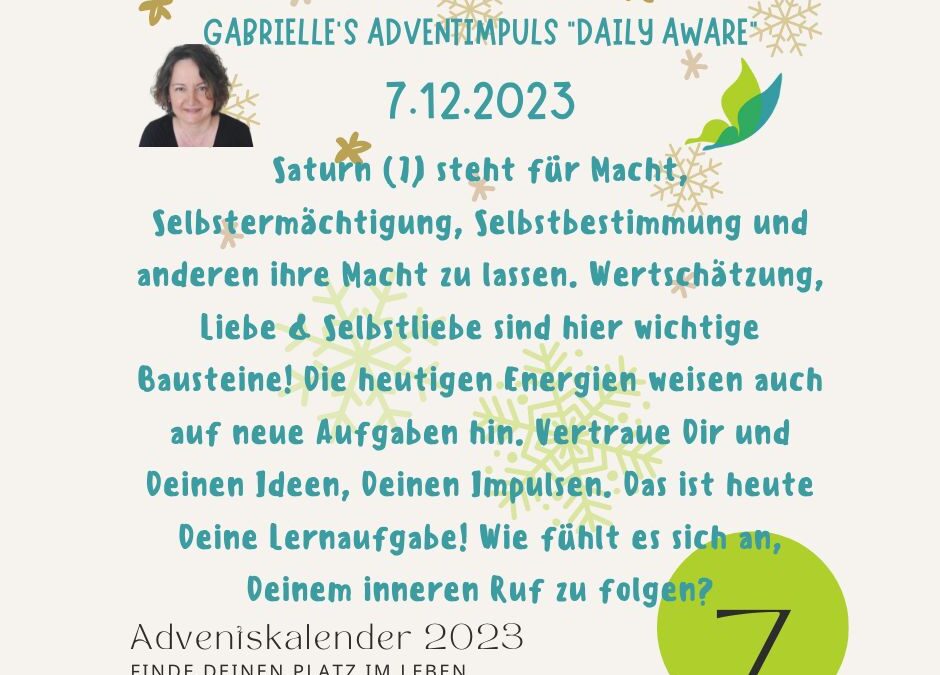 Gabrielle’s Adventimpuls 7.12.2023: